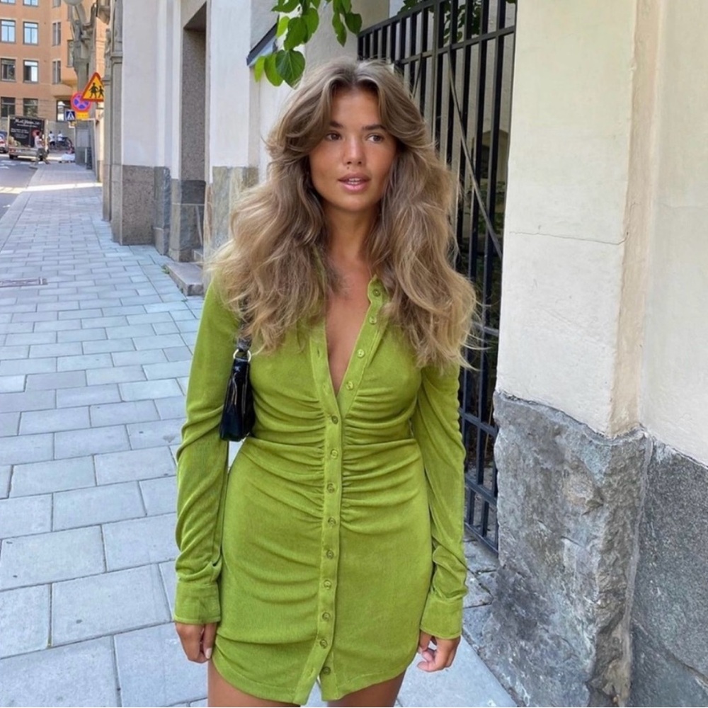 With Jean green dress